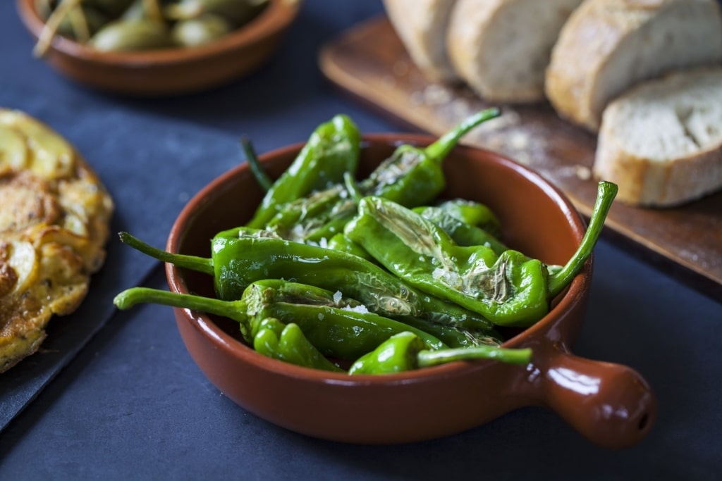 Bowl of pimientos de padrón