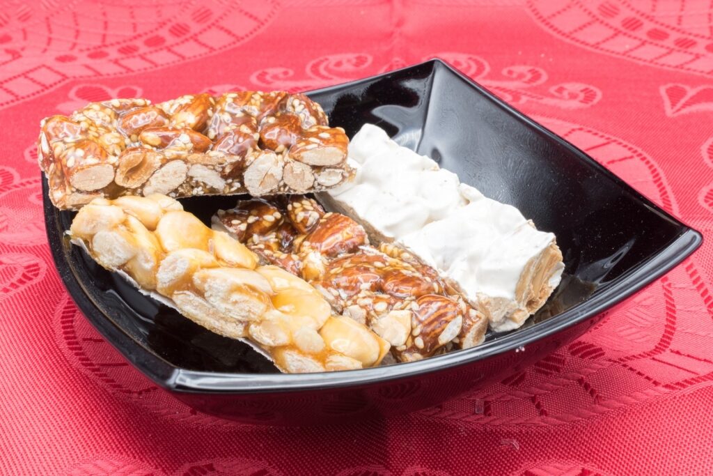 Turrón on a plate