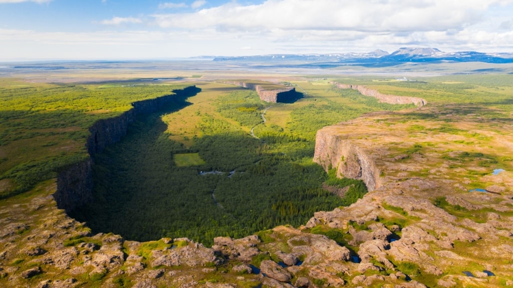 Unique landscape of Ásbyrgi Canyon