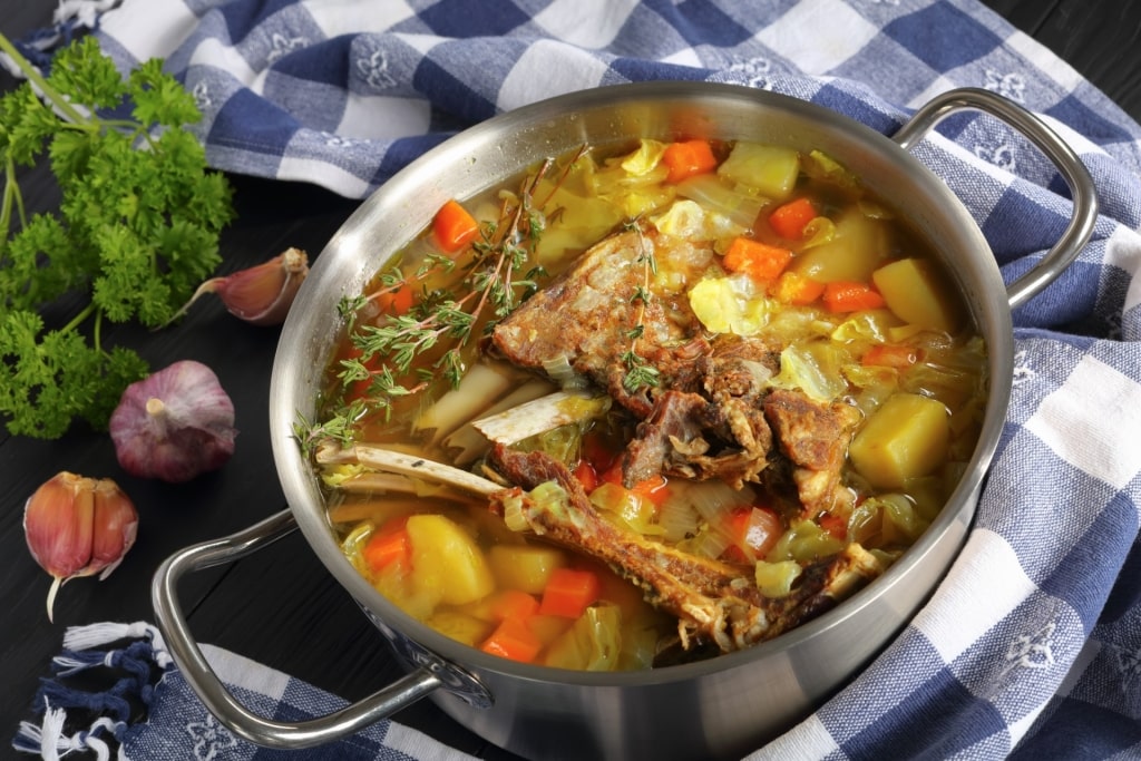 Bowl of hearty Icelandic lamb soup