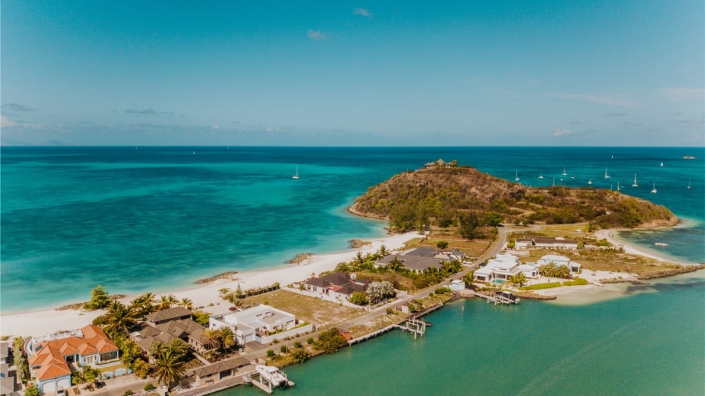 Aerial view of Jolly Harbour, Antigua