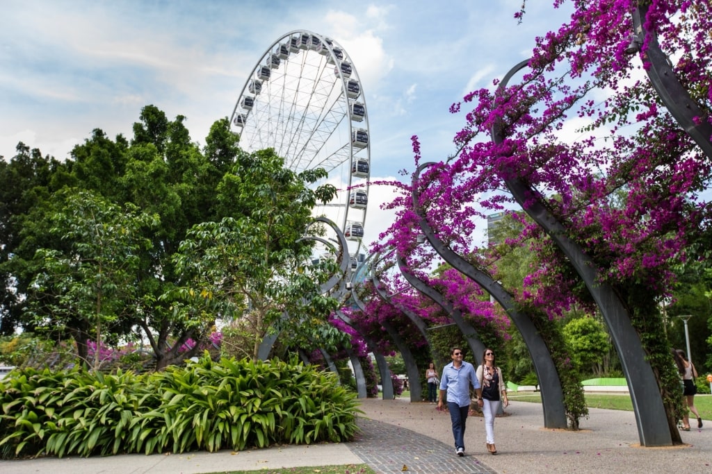 Couple exploring the Southbank in Brisbane, Australia