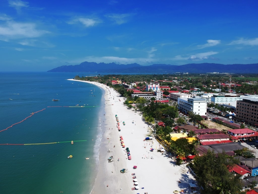 White sands of Pantai Cenang Beach in Langkawi, Malaysia