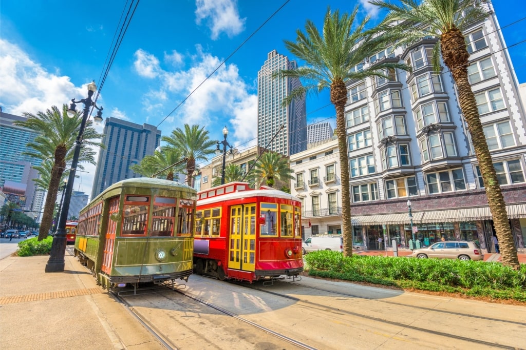 Tram in Canal Street in New Orleans, USA