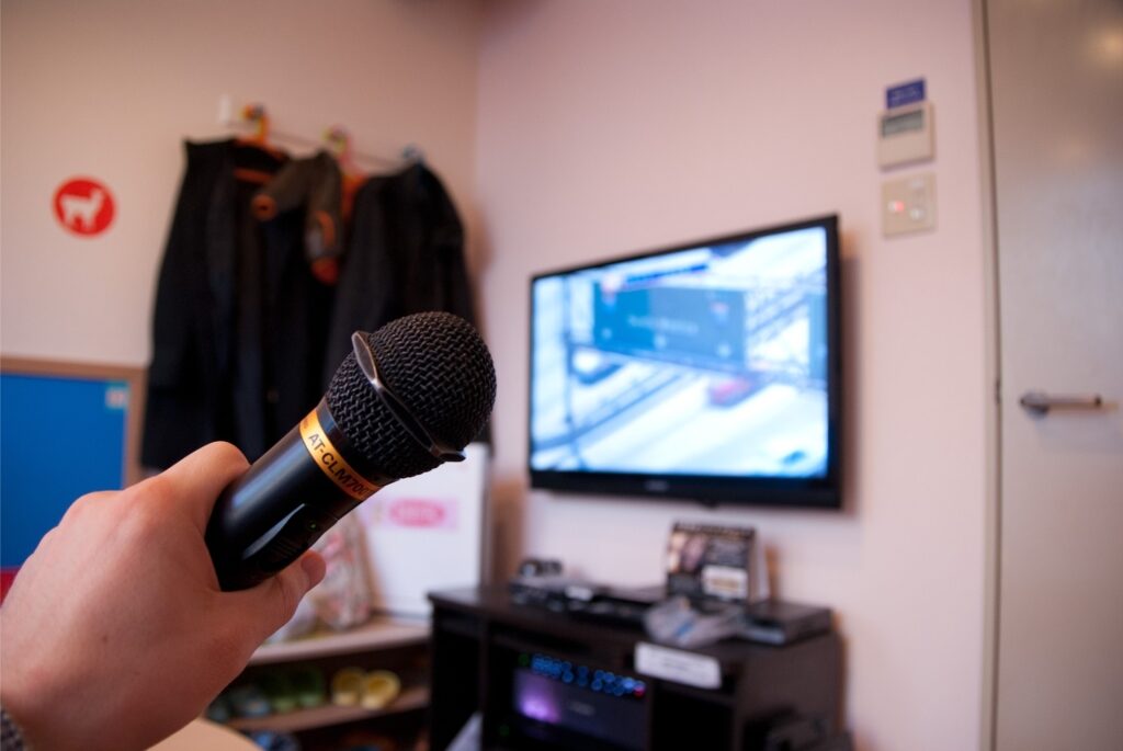 View inside a Karaoke box in Japan