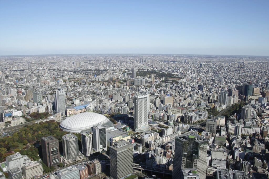 Aerial view of Tokyo Dome City