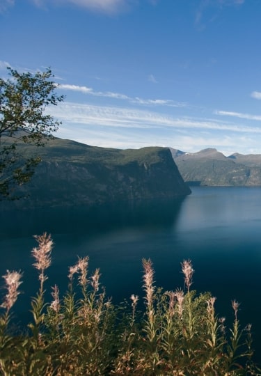 Scenic landscape of Geiranger, Norway in May