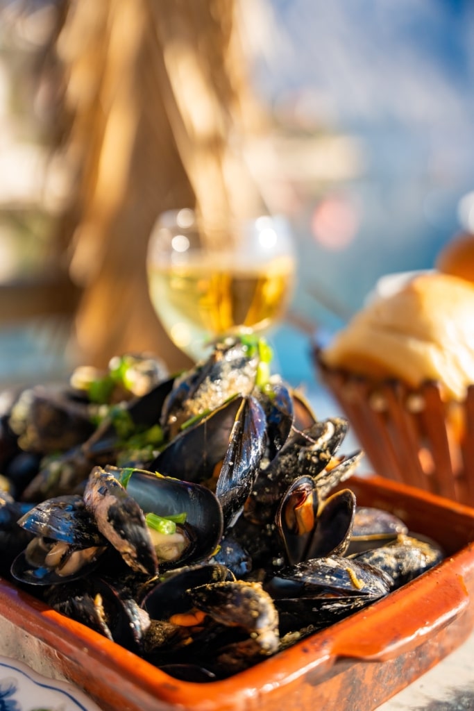 Mussels on a platter