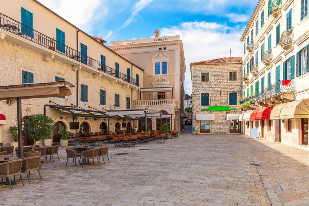 Street view of the Square of Arms in Kotor