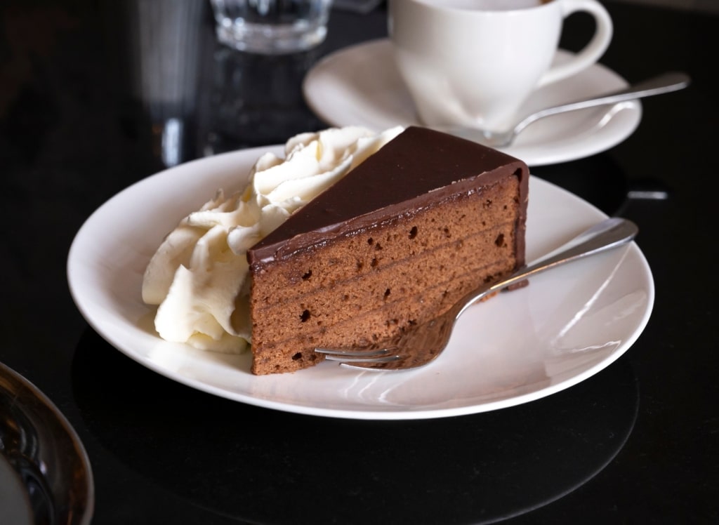 Slice of decadent sachertorte
