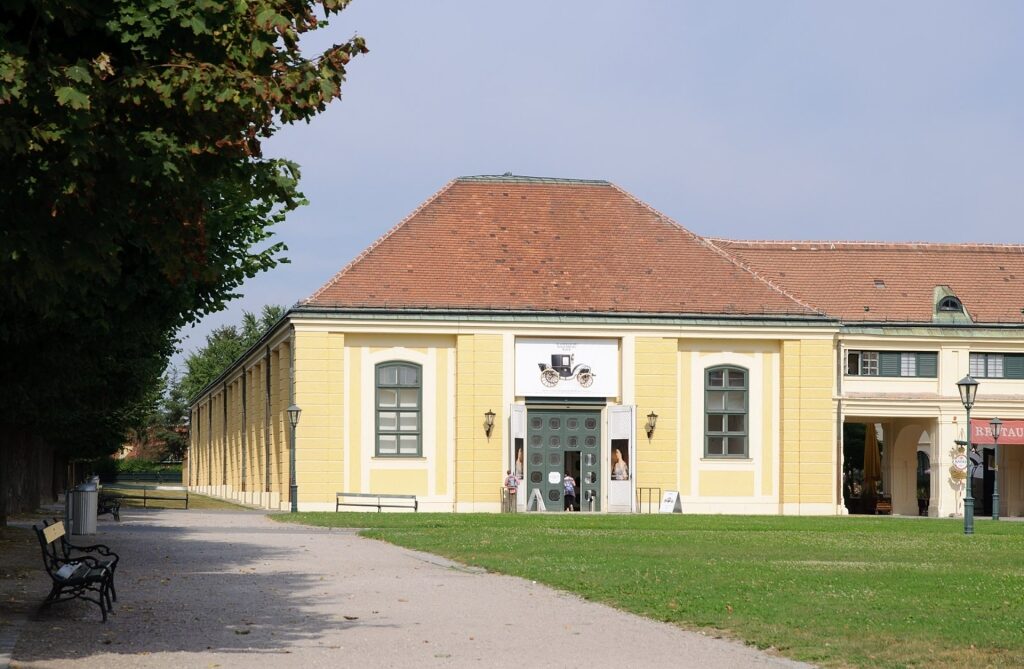 Yellow facade of the Imperial Carriage Museum Vienna