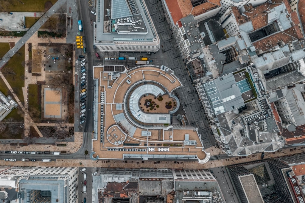 Aerial view of Kempinski Hotel Corvinus Spa