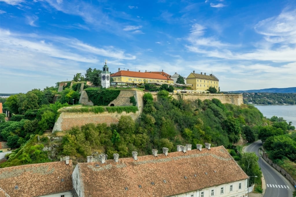 Lush greenery surrounding Petrovaradin Fortress in Novi Sad, Serbia