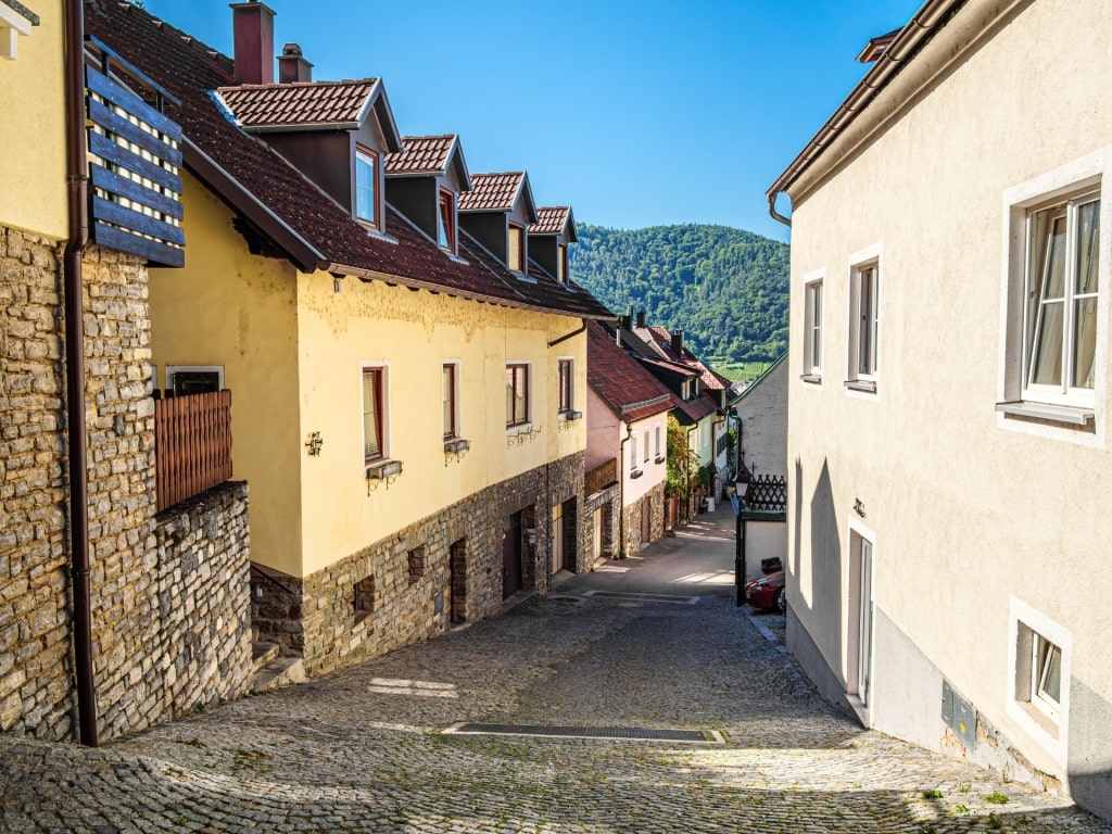 Cobblestoned street in a town in Austria
