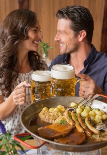 Couple trying out German food
