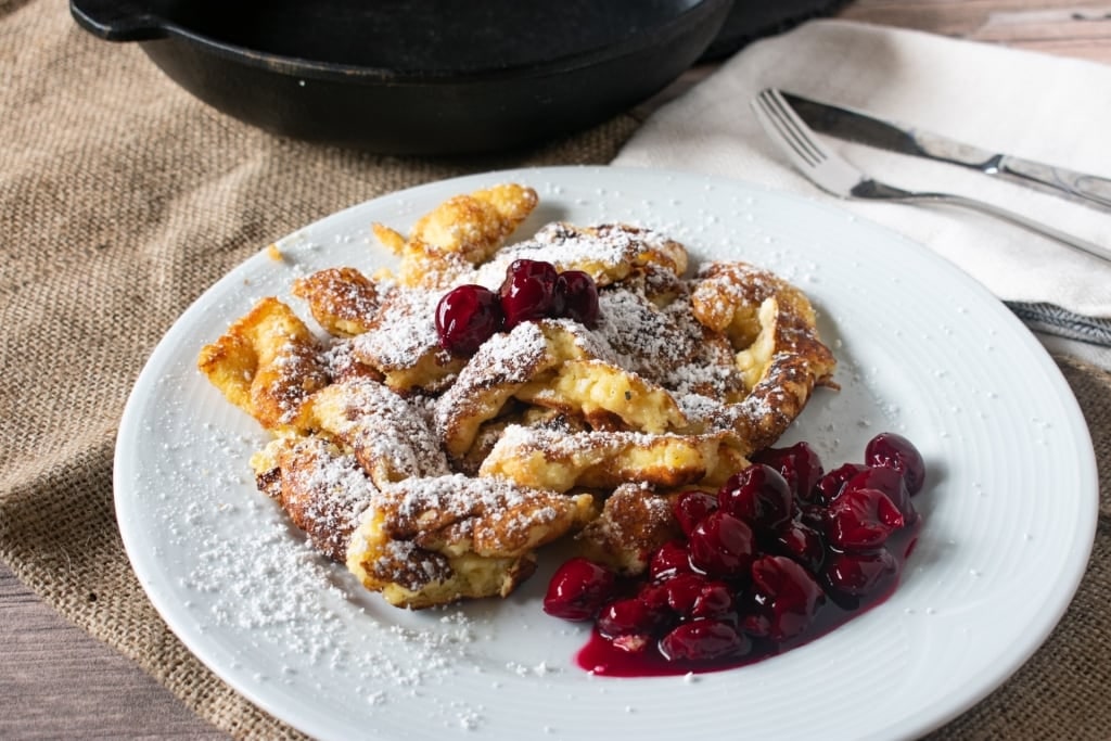 Plate of fruity kaiserschmarmm pastry