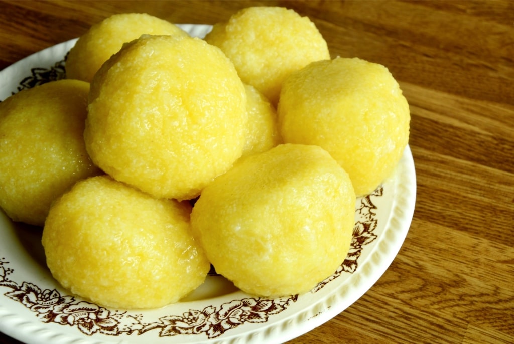 Plate of savory kartoffelknödel