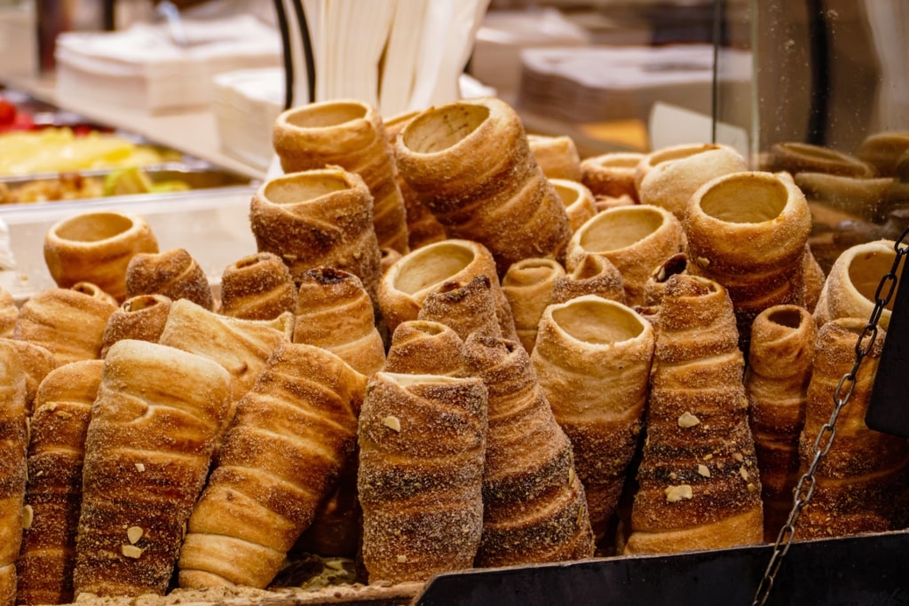 Kürtőskalács at a market in Hungary