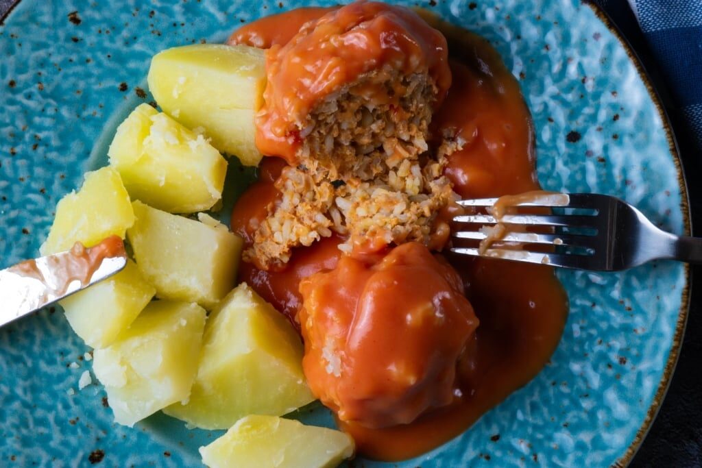 Savory fasírt on a plate