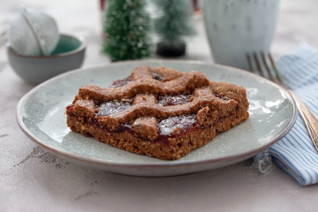 Plate of decadent Linzer torte