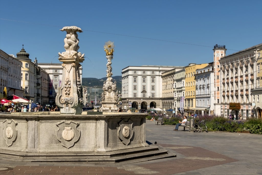 Street view of historic Hauptplatz