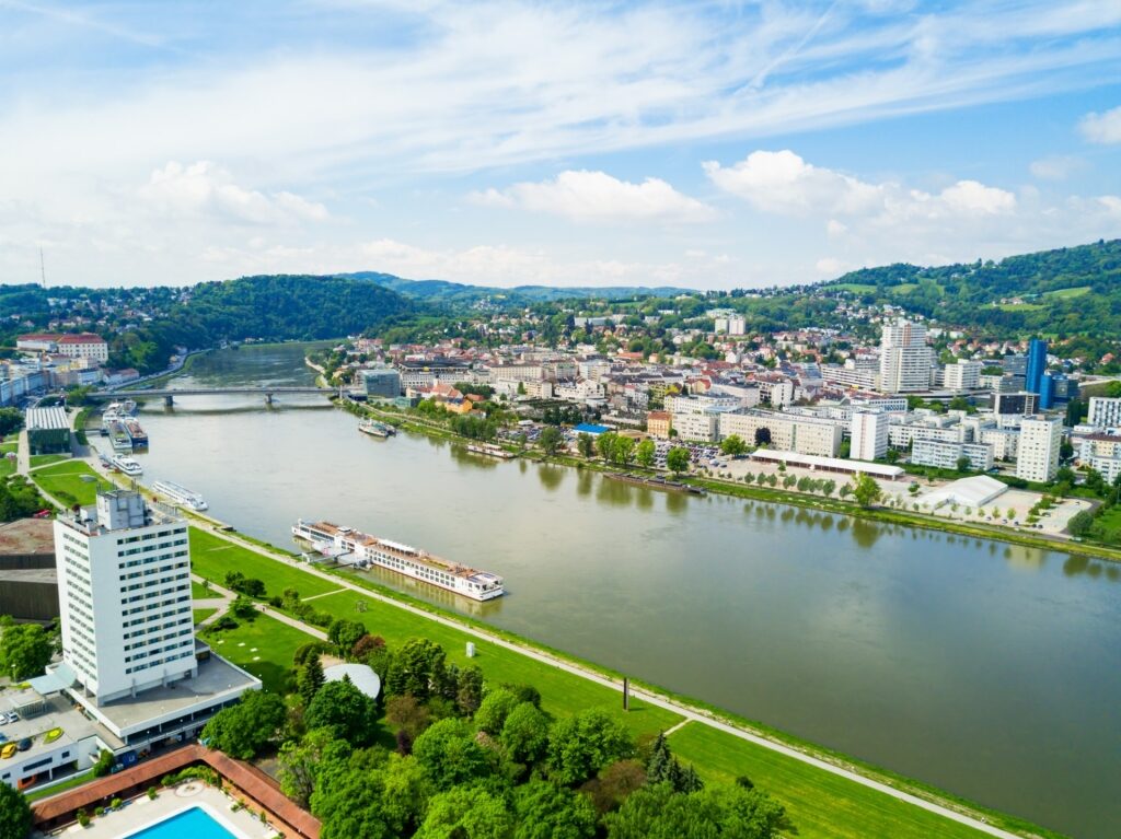 Aerial view of the Danube River