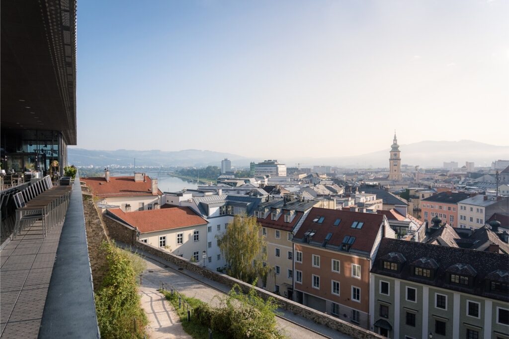 Scenic city view from Linz Castle