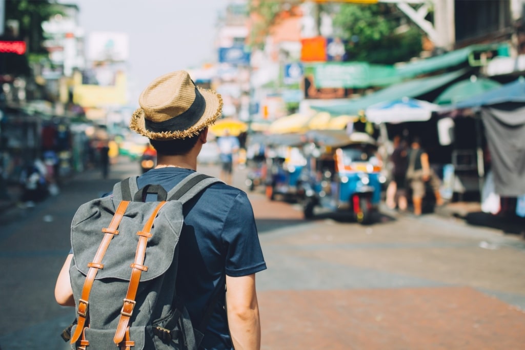 Tourist exploring Khao San Road, Bangkok