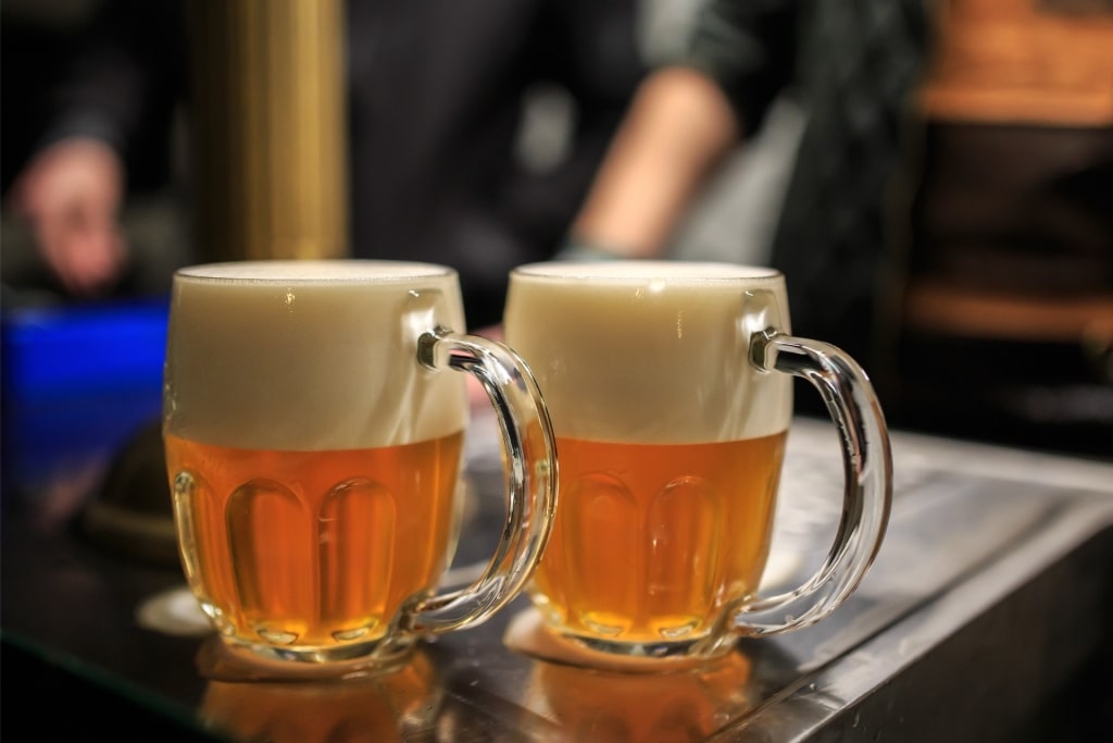 Craft beers on a table
