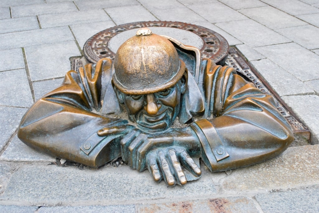 Čumil statue in Bratislava