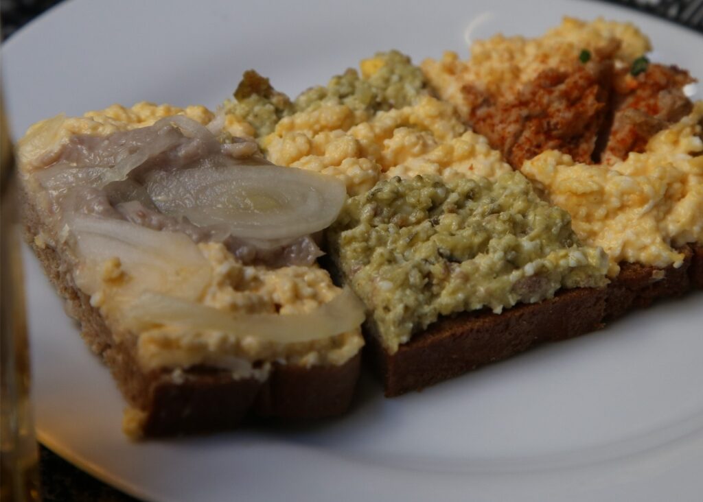 Viennese open sandwiches on a plate