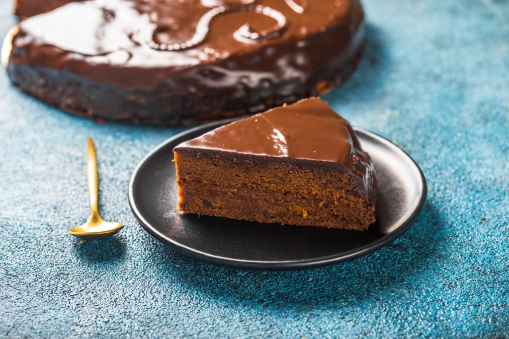 Slice of decadent sachertorte