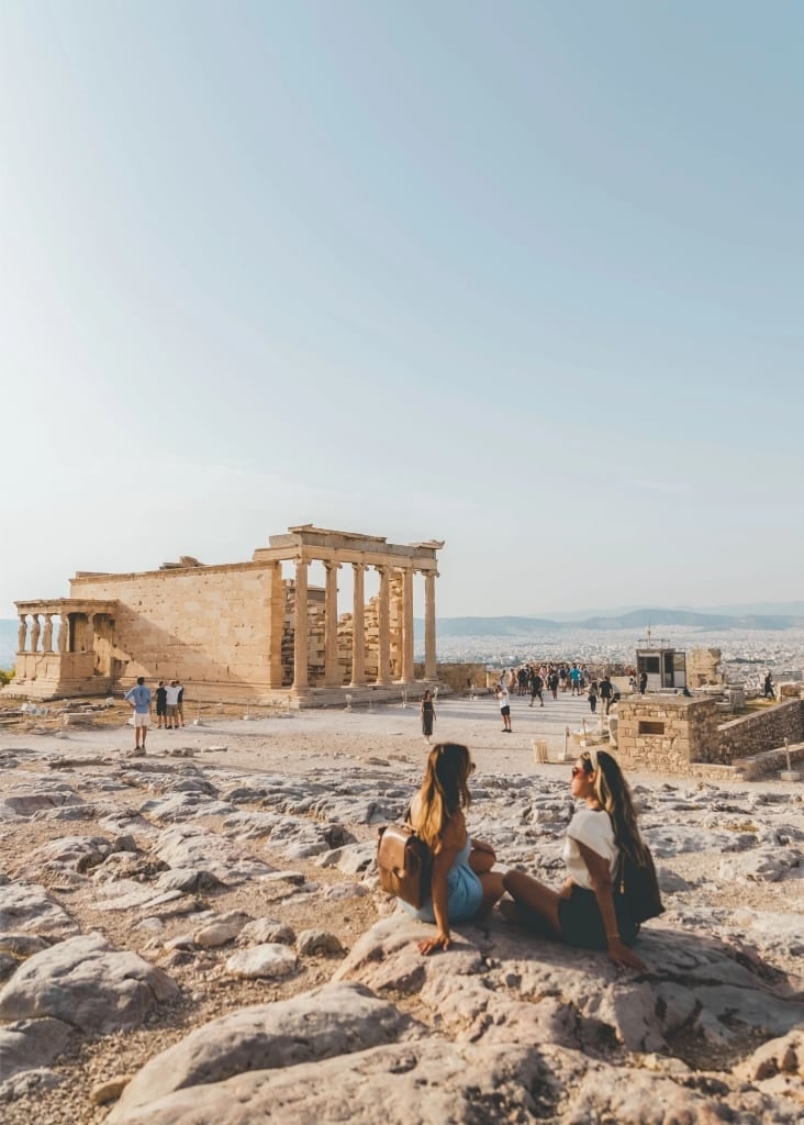 People exploring Acropolis, Athens