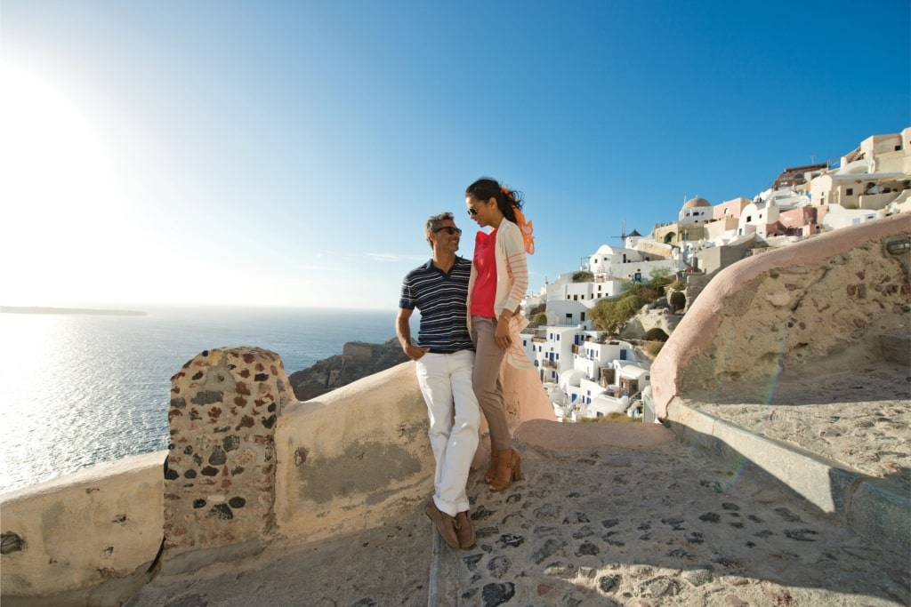 Couple sightseeing from Santorini