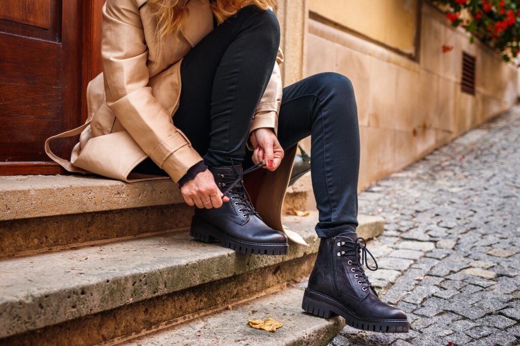 Woman wearing ankle boots