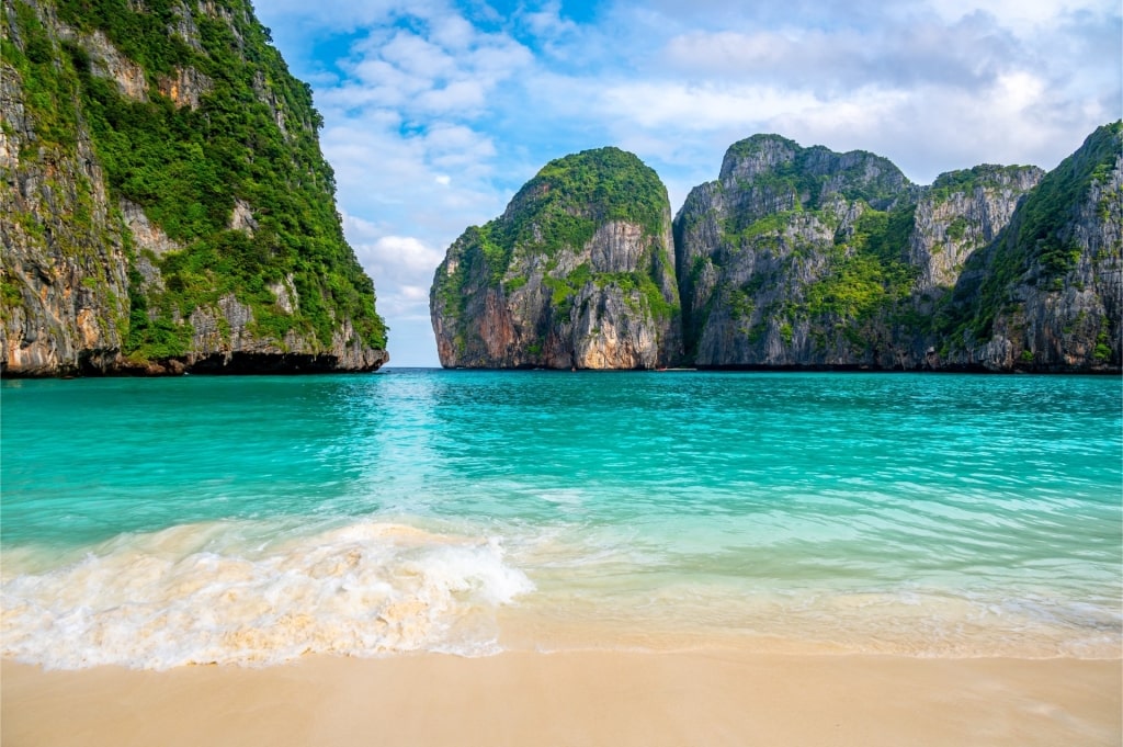 Unique landscape of Maya Bay in Phi Phi Islands, Thailand