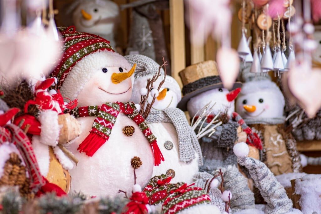 Decor for sale at a market during Christmas in Austria