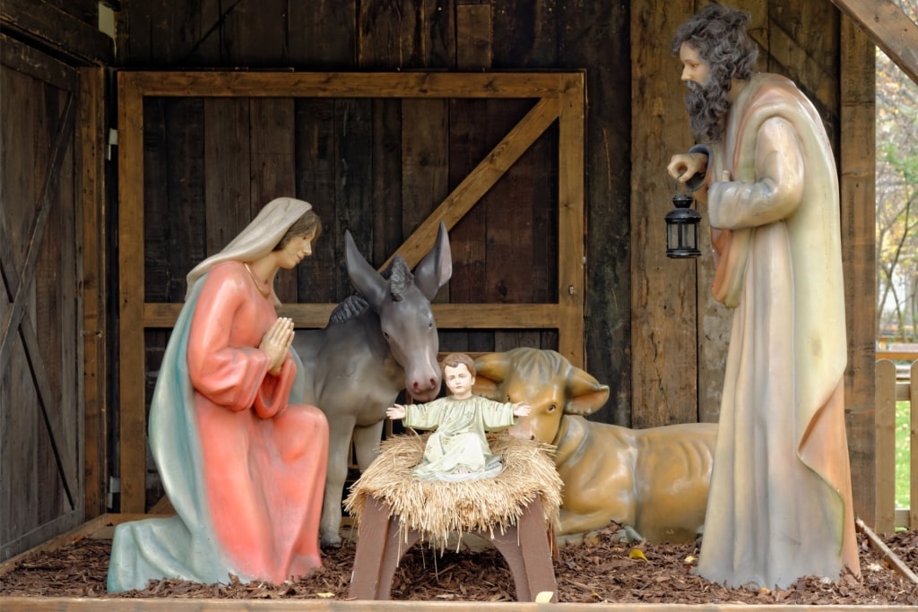 Nativity scene in Vienna during Christmas in Austria
