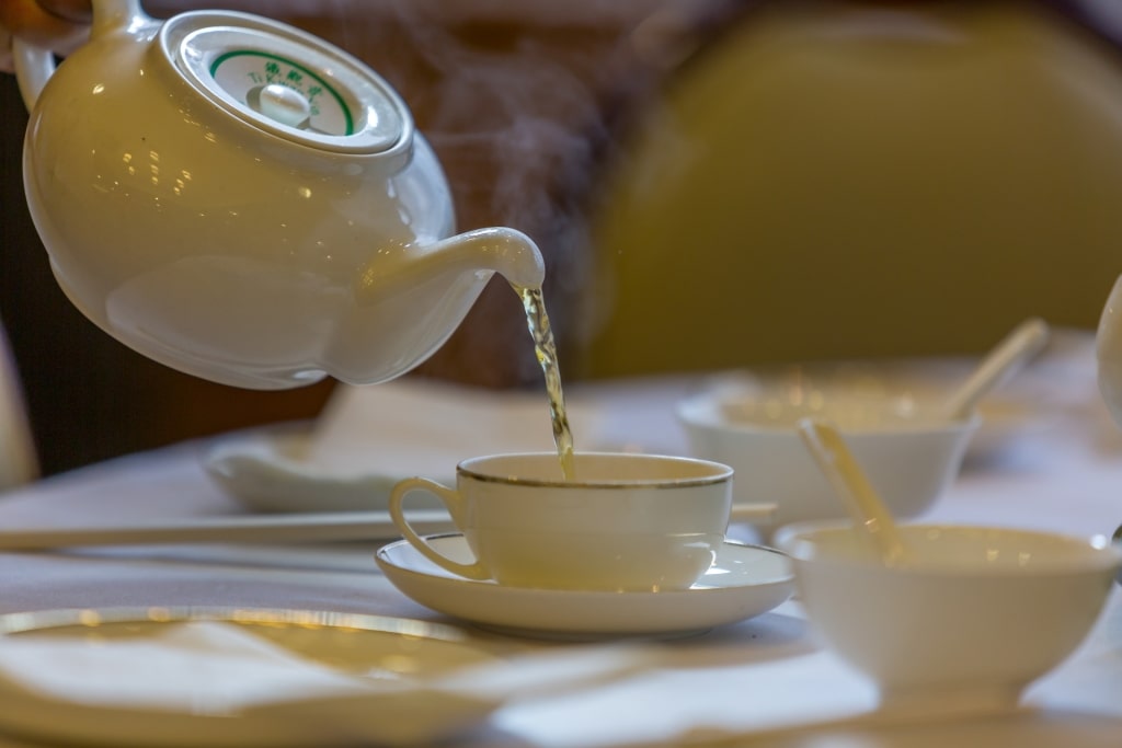 Tea inside a restaurant in Hong Kong