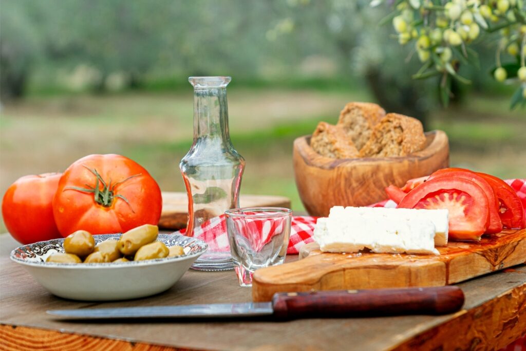 Raki with Cretan food