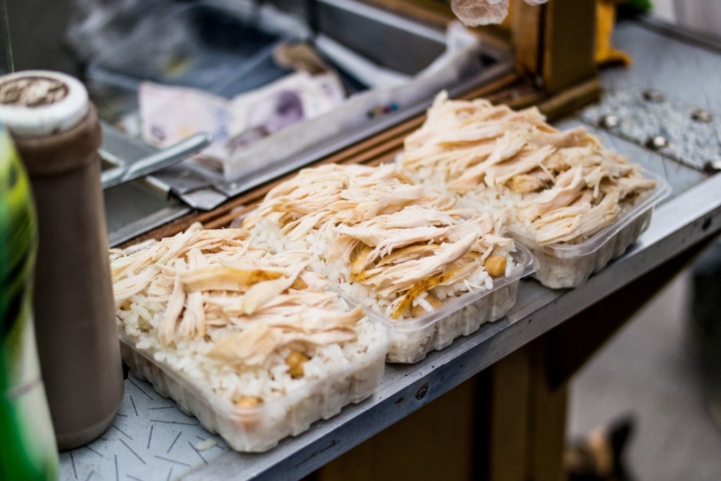 Tavuklu pilav from a streed food stall in Turkey