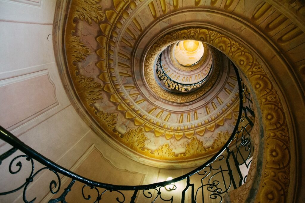 Spiral staircase inside Melk Abbey