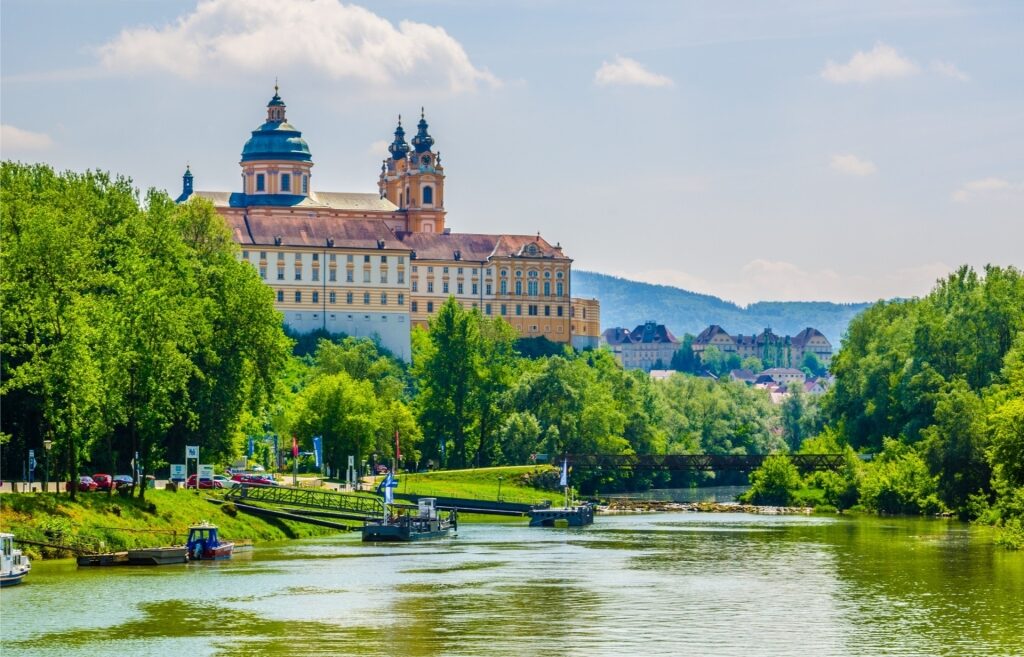 Boats sailing in Danube River