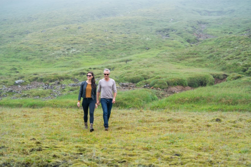 Couple hiking in Iceland