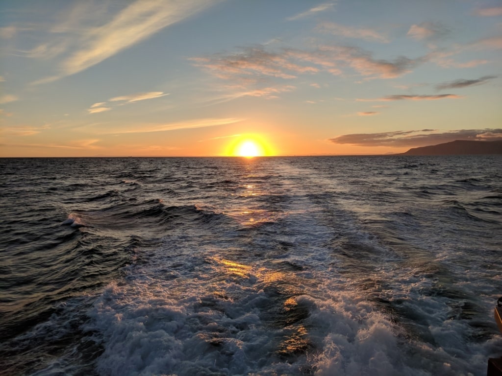 Scenic view of the midnight sun in Iceland