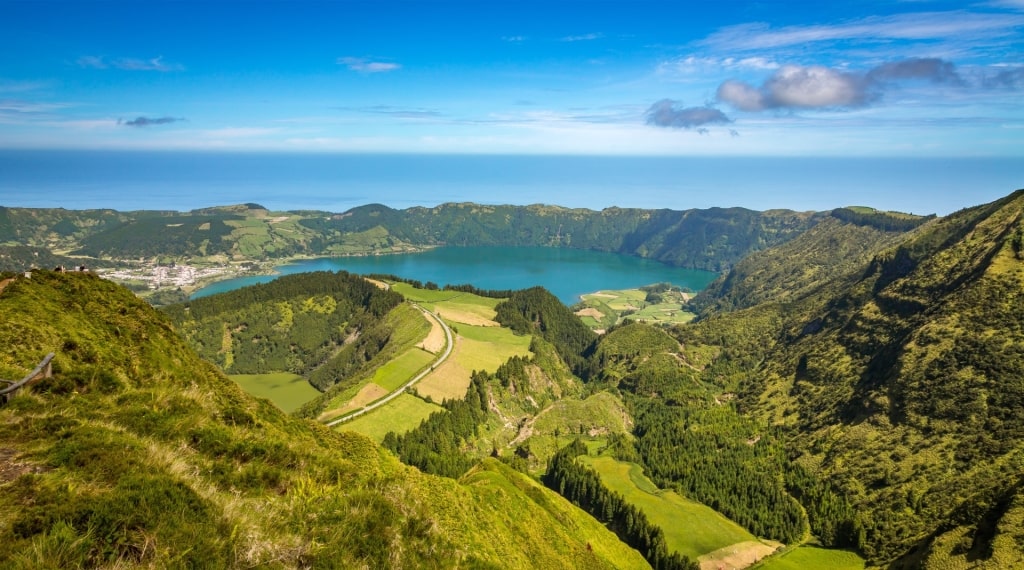 Lush landscape of Sete Cidades in Sao Miguel Azores
