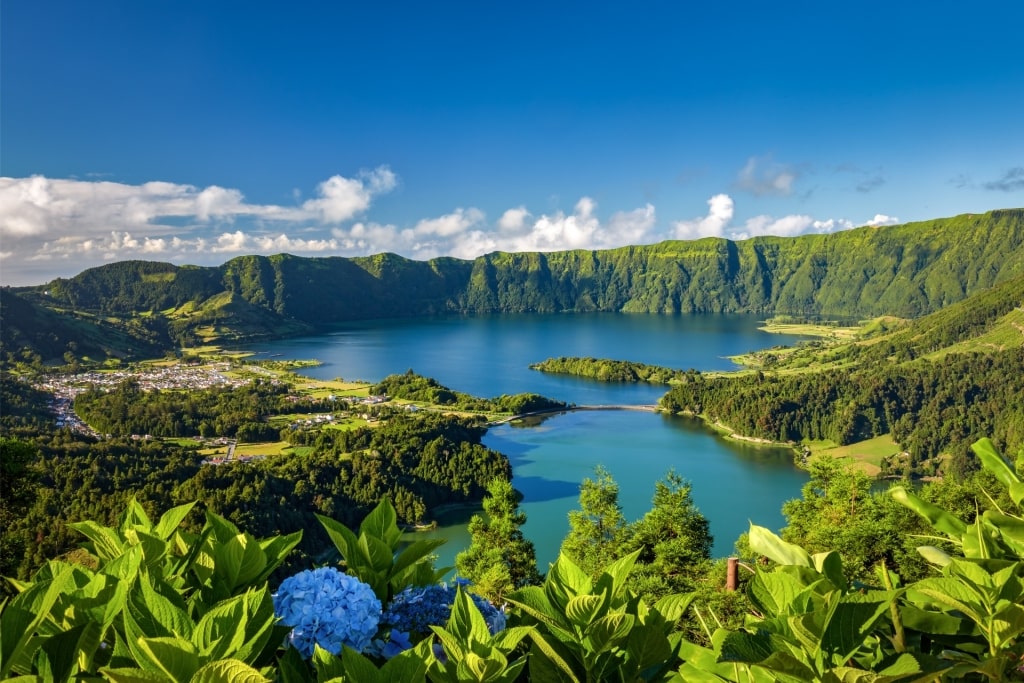 Scenic landscape of Sete Cidades in Sao Miguel Azores