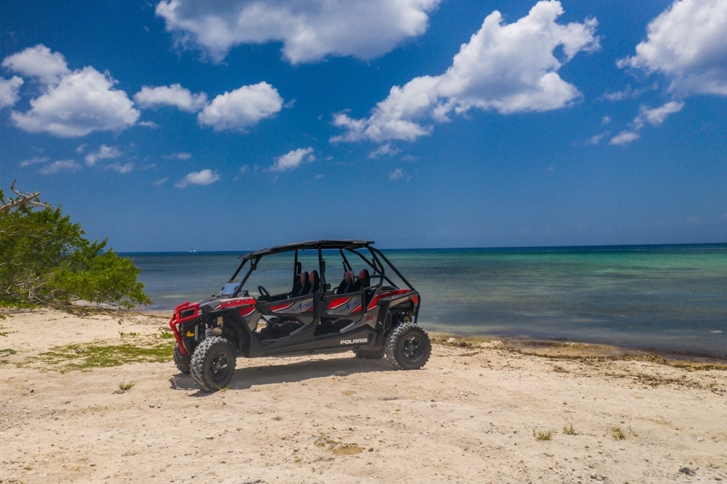 4x4 vehicle at a beach in Cozumel