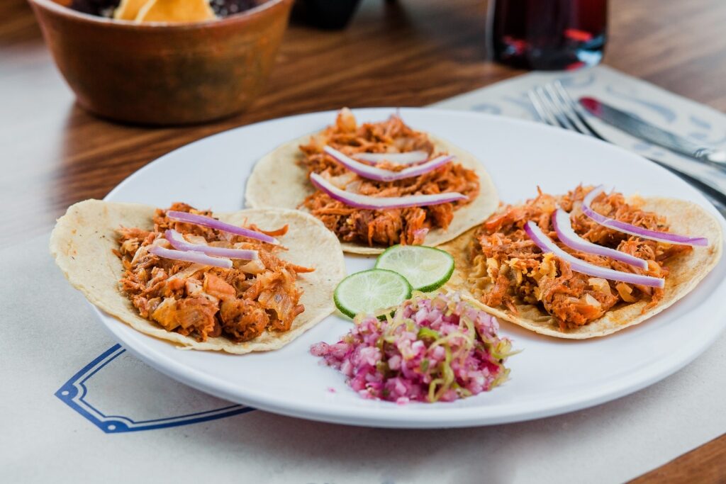 Platter of tasty cochinita pibil