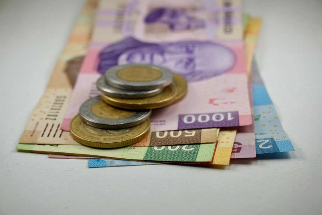 Mexican peso on a table